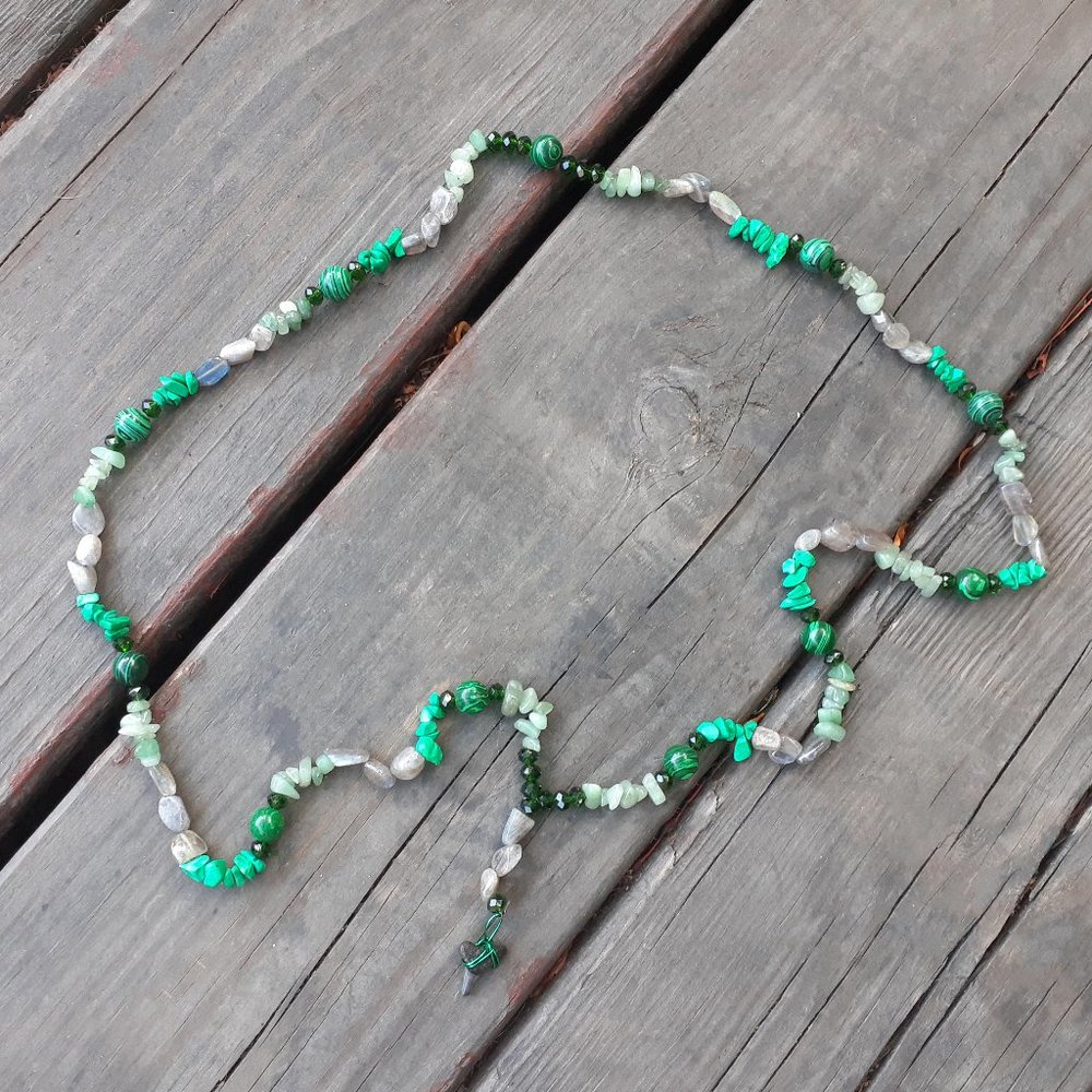 Malachite Wire Wrap Shark Tooth Necklace